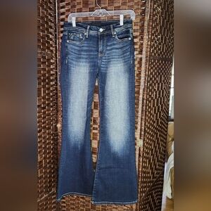 Womens Buckle Black Flare Jeans